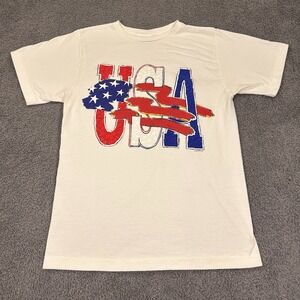 Vintage CYRK USA Shirt Mens Large White 96 Patriotic Fourth of July Puff Graphic